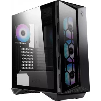 MSI MPG GUNGNIR 110R Caja de ordenador gaming Mid Tower Negra, USB 3.2 Gen2 Type C, 4x ventilador ARGB de 120mm, Mystic Light Sync, placa de control ARGB de 1 a 6, 2x paneles de cristal templado, ATX, mATX, mini-ITX