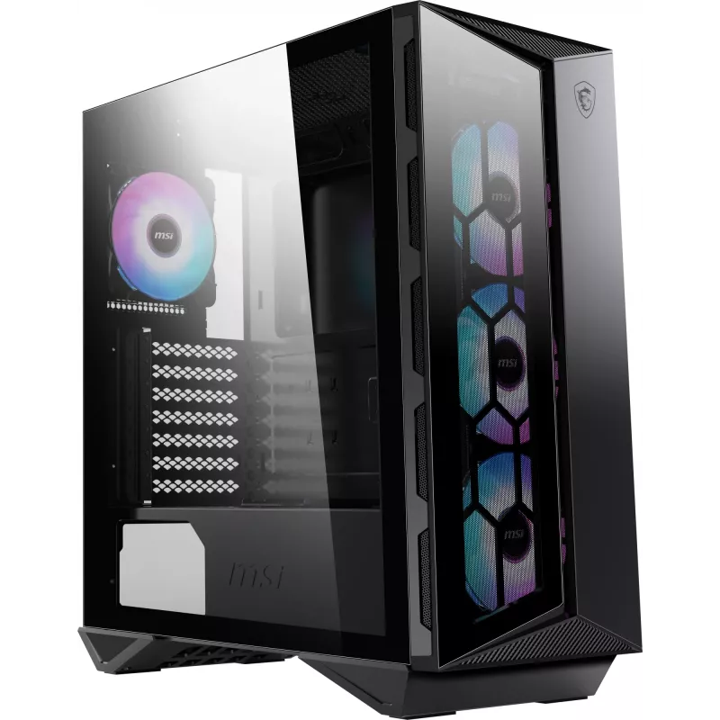 MSI MPG GUNGNIR 110R Caja de ordenador gaming Mid Tower Negra, USB 3.2 Gen2 Type C, 4x ventilador ARGB de 120mm, Mystic Light Sync, placa de control ARGB de 1 a 6, 2x paneles de cristal templado, ATX, mATX, mini-ITX