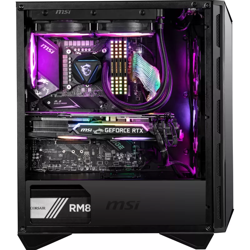 MSI MPG GUNGNIR 110R Caja de ordenador gaming Mid Tower Negra, USB 3.2 Gen2 Type C, 4x ventilador ARGB de 120mm, Mystic Light Sync, placa de control ARGB de 1 a 6, 2x paneles de cristal templado, ATX, mATX, mini-ITX
