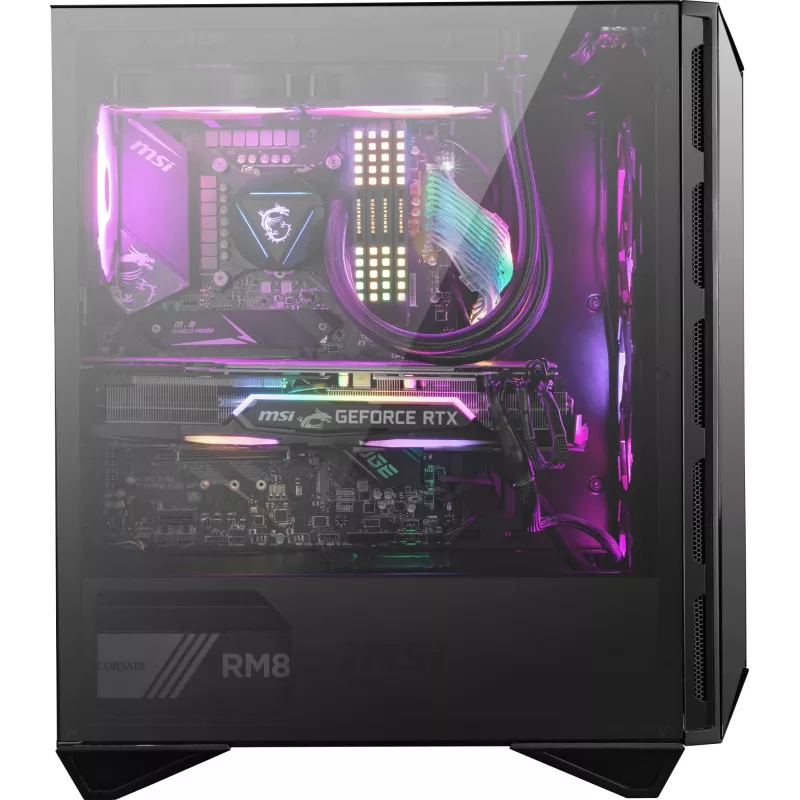MSI MPG GUNGNIR 110R Caja de ordenador gaming Mid Tower Negra, USB 3.2 Gen2 Type C, 4x ventilador ARGB de 120mm, Mystic Light Sync, placa de control ARGB de 1 a 6, 2x paneles de cristal templado, ATX, mATX, mini-ITX