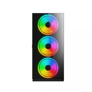 Caja de PC SAVIO Prime X1 ARGB Cristal Midi Tower Negro – cristal templado, ventilador ARGB, compatibilidad micro ATX/ATX