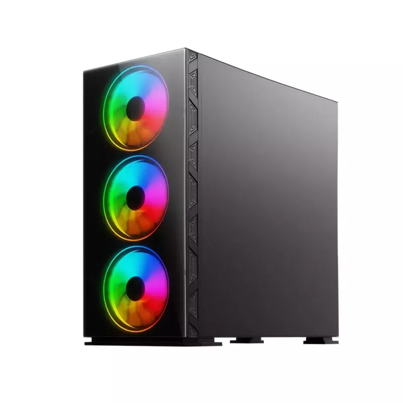 Caja de PC SAVIO Prime X1 ARGB Cristal Midi Tower Negro – cristal templado, ventilador ARGB, compatibilidad micro ATX/ATX