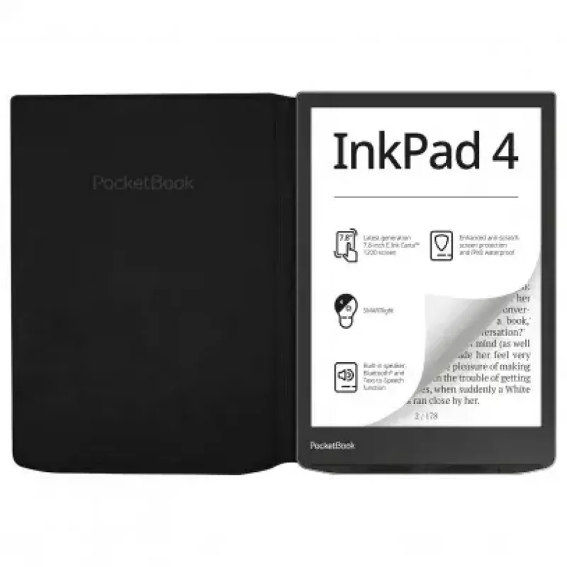 Funda tipo flip para lector de libros electrónicos PocketBook de 7,8 pulgadas – HN-FP-PU-743G-RB-WW, cierre magnético, negro