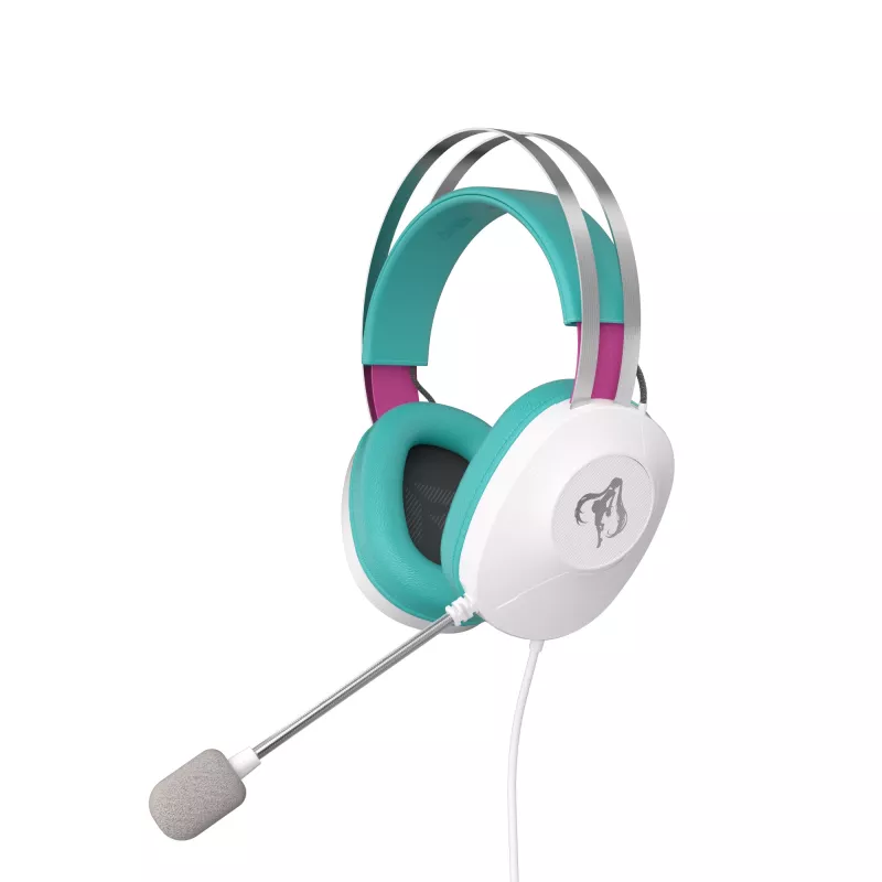 Auriculares con micrófono ASUS TUF Gaming H1 Gen II Hatsune Miku Edition con cable diadema USB Type-A rosa, turquesa, blanco