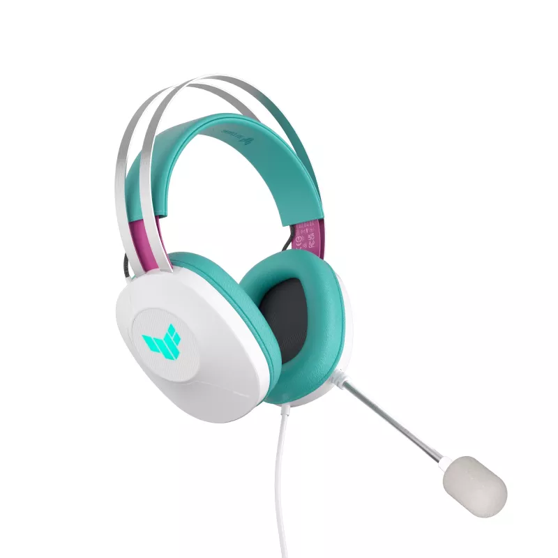 Auriculares con micrófono ASUS TUF Gaming H1 Gen II Hatsune Miku Edition con cable diadema USB Type-A rosa, turquesa, blanco