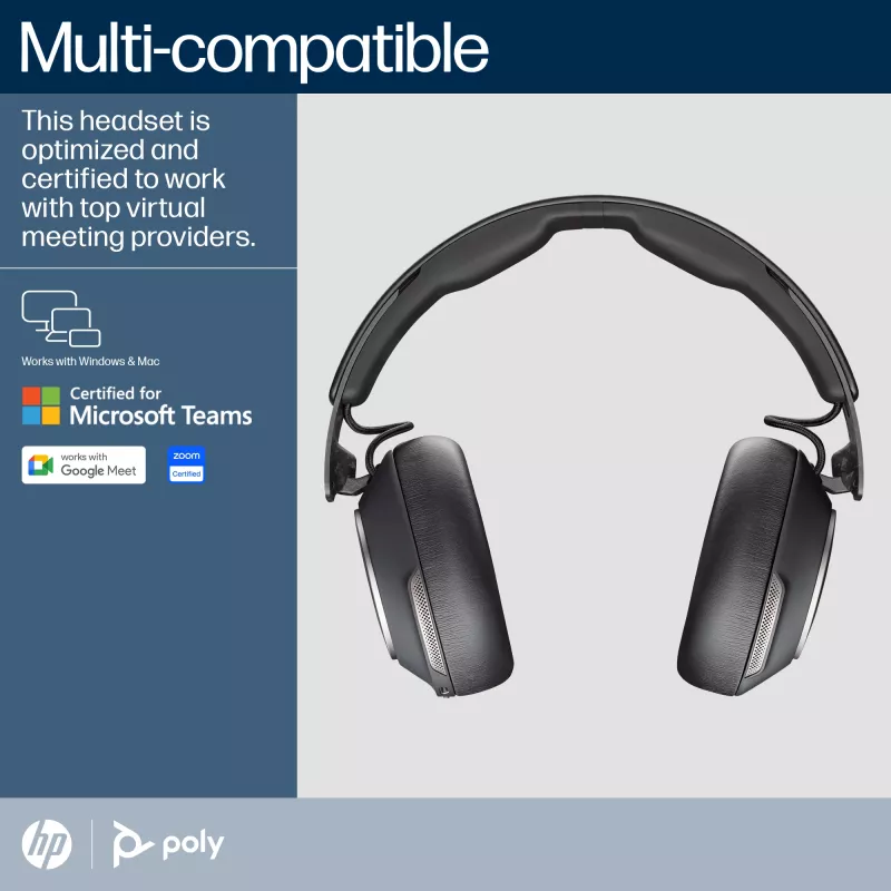 Auriculares HP Poly Voyager Surround 80 UC certificados para Microsoft Teams USB-C + adaptador USB-C/A