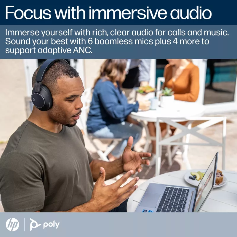 Auriculares HP Poly Voyager Surround 80 UC certificados para Microsoft Teams USB-C + adaptador USB-C/A