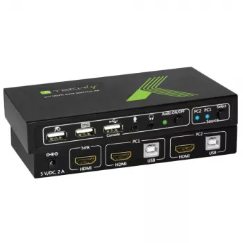 Conmutador KVM Techly 2x1 USB HDMI 4Kx2K IDATA KVM-HDMI2U negro