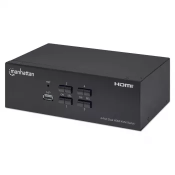Conmutador KVM Manhattan 4 puertos 4K@30Hz USB-A audio mic