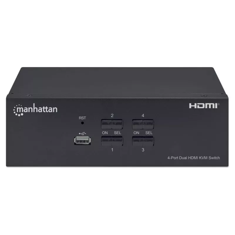 Conmutador KVM Manhattan 4 puertos 4K@30Hz USB-A audio mic
