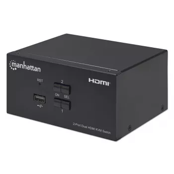 Conmutador KVM Manhattan 2 puertos 4K HDMI USB audio control de 2 ordenadores