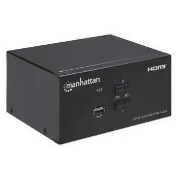 Conmutador KVM Manhattan 2 puertos 4K HDMI USB audio control de 2 ordenadores