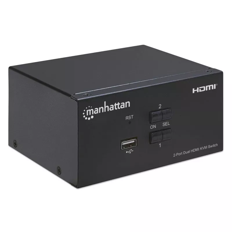 Conmutador KVM Manhattan 2 puertos 4K HDMI USB audio control de 2 ordenadores