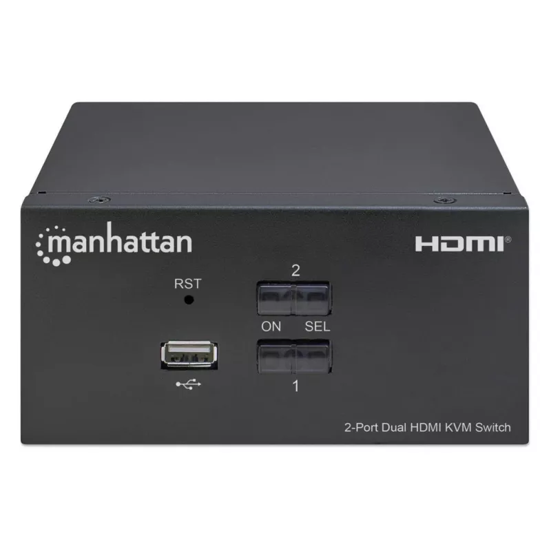 Conmutador KVM Manhattan 2 puertos 4K HDMI USB audio control de 2 ordenadores