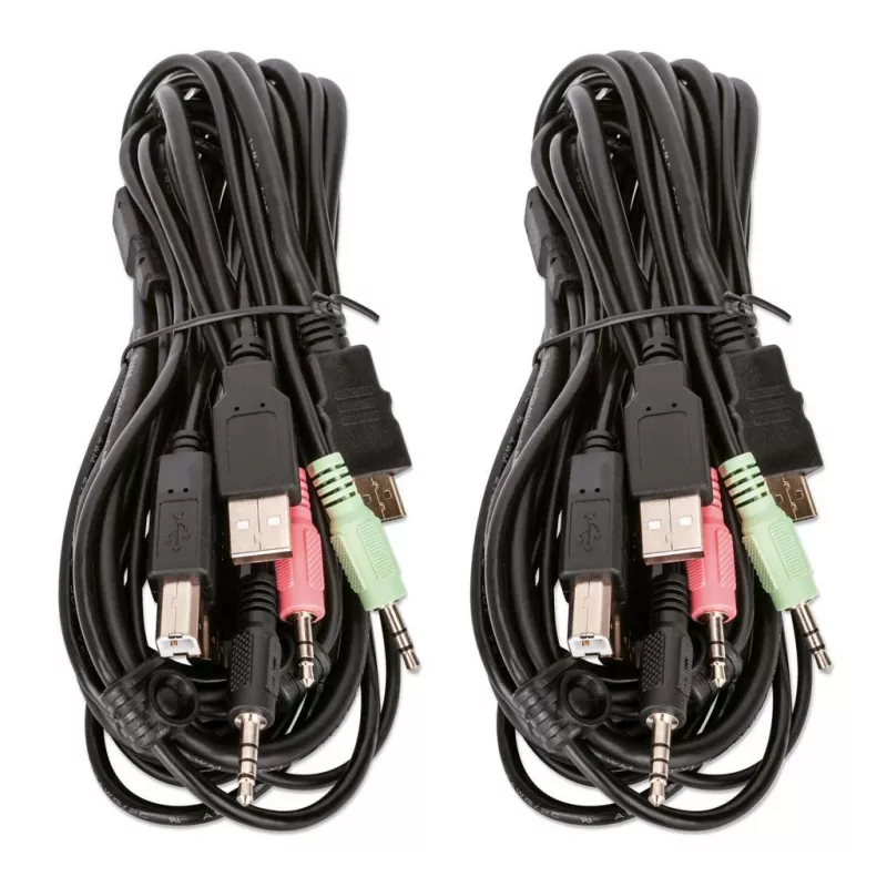 Conmutador KVM Manhattan 2 puertos 4K HDMI USB audio control de 2 ordenadores