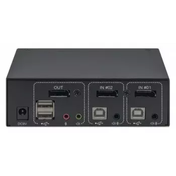 Conmutador KVM Manhattan DisplayPort 1.2 2 puertos 4K@60Hz USB-A audio