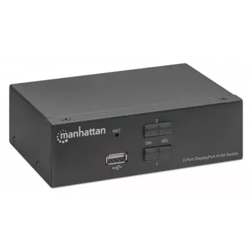 Conmutador KVM Manhattan 153546, 2 puertos DisplayPort/USB 2.0, 4K@60Hz, audio, 2 cables de 1,8 m