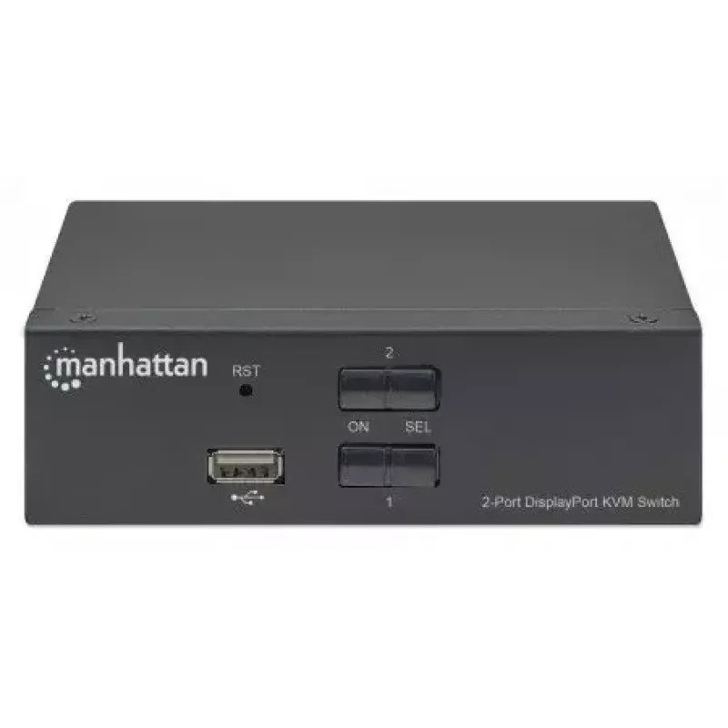 Conmutador KVM Manhattan 153546, 2 puertos DisplayPort/USB 2.0, 4K@60Hz, audio, 2 cables de 1,8 m