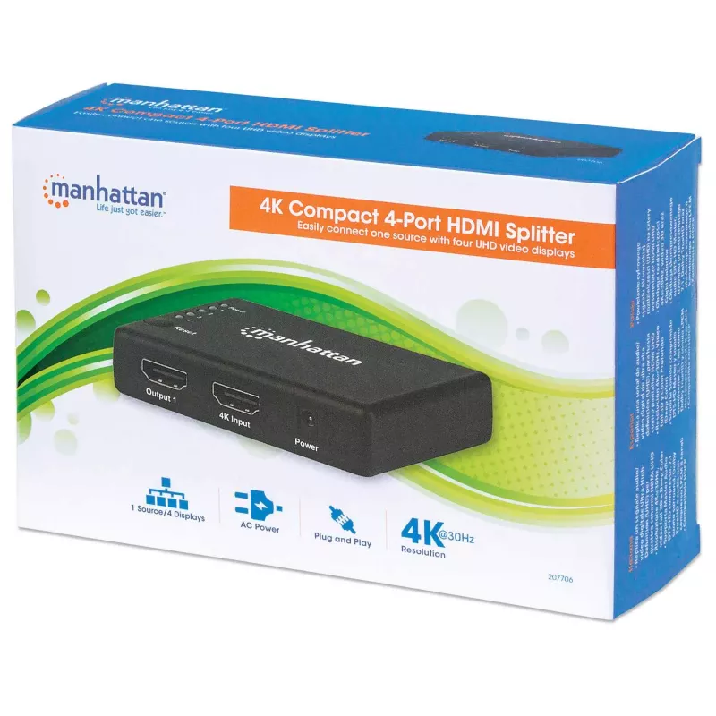 Splitter HDMI Manhattan 4 puertos compacto