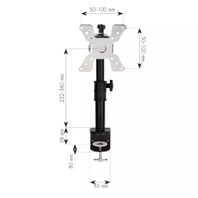 Techly ICA-LCD 500BK soporte de escritorio para monitor 13–30 pulgadas (76,2 cm), hasta 15 kg, VESA 75x75/100x100, negro