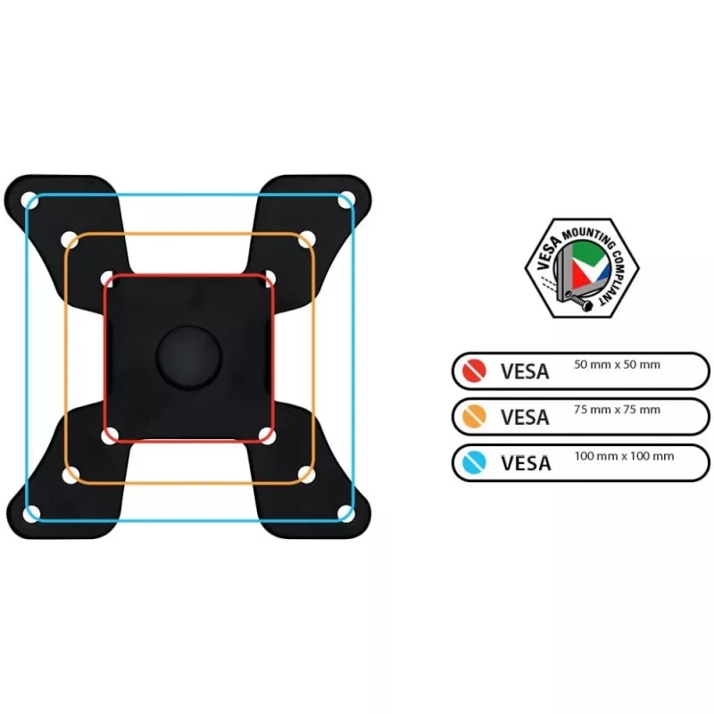 Techly ICA-LCD 500BK soporte de escritorio para monitor 13–30 pulgadas (76,2 cm), hasta 15 kg, VESA 75x75/100x100, negro