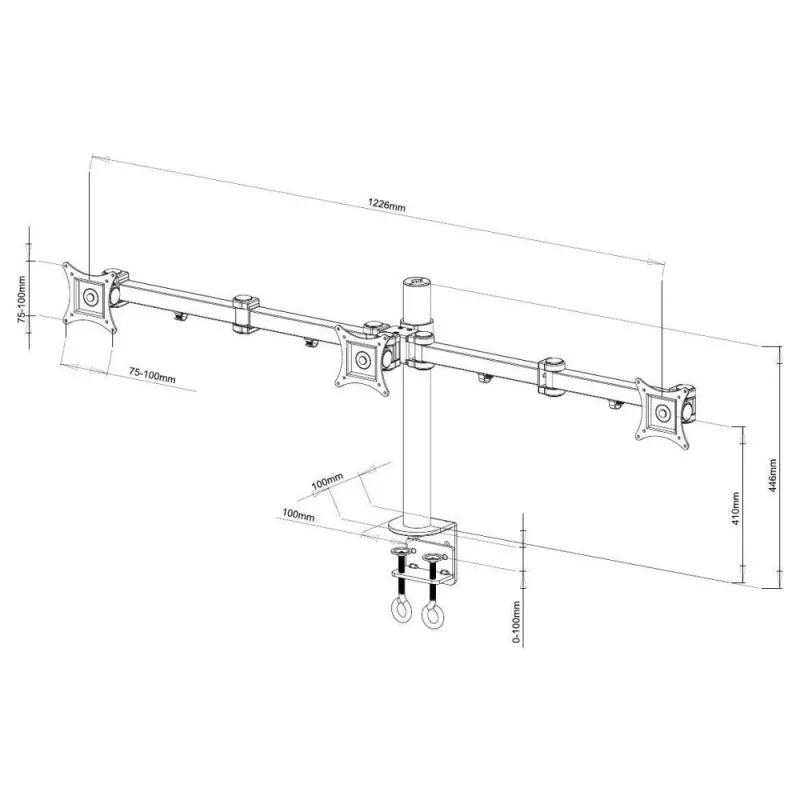 Soporte de sobremesa Techly para 3 monitores de 13-24