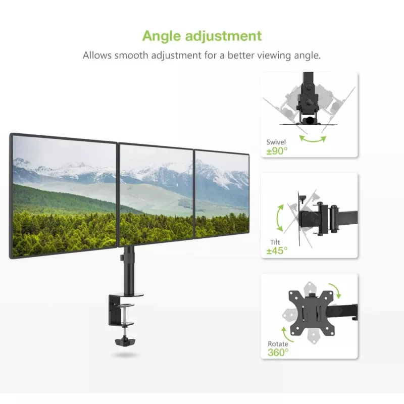 Soporte de sobremesa Techly para 3 monitores de 13-24