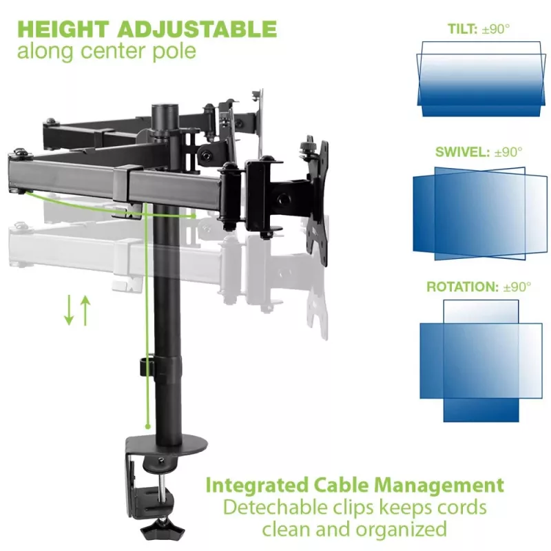 Soporte de sobremesa Techly para 3 monitores de 13-24