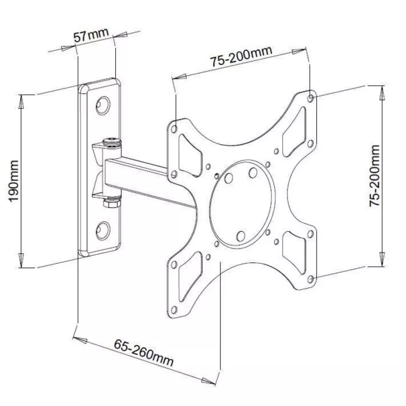 Techly ICA-LCD 2901 soporte de pared para TV LCD 13–37 pulgadas, inclinable y giratorio, hasta 25 kg, VESA 75x75–200x200, negro