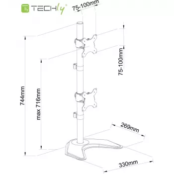 Soporte / pie para monitor Techly ICA-LCD 2520V 68.6 cm (27