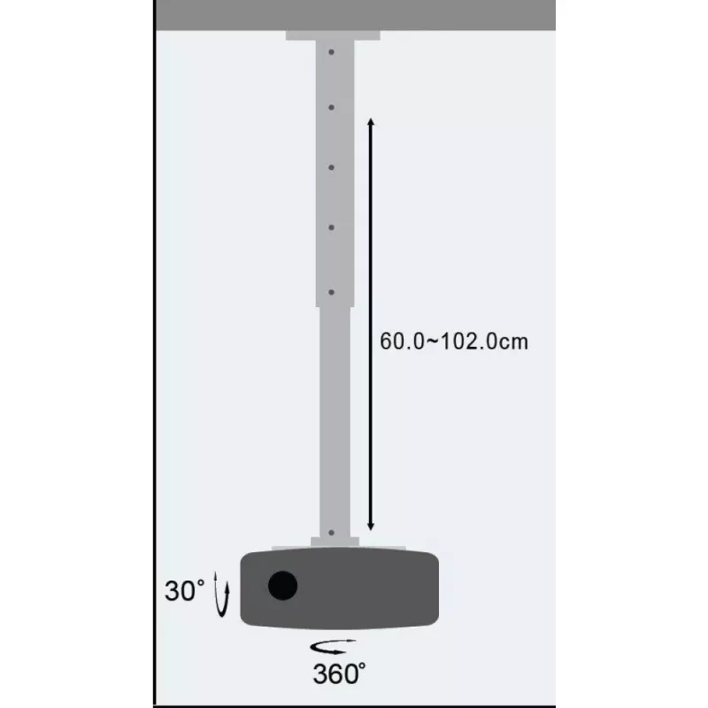 Extensión de soporte de techo para proyector Techly 60–102 cm plata ICA-PM 102XL