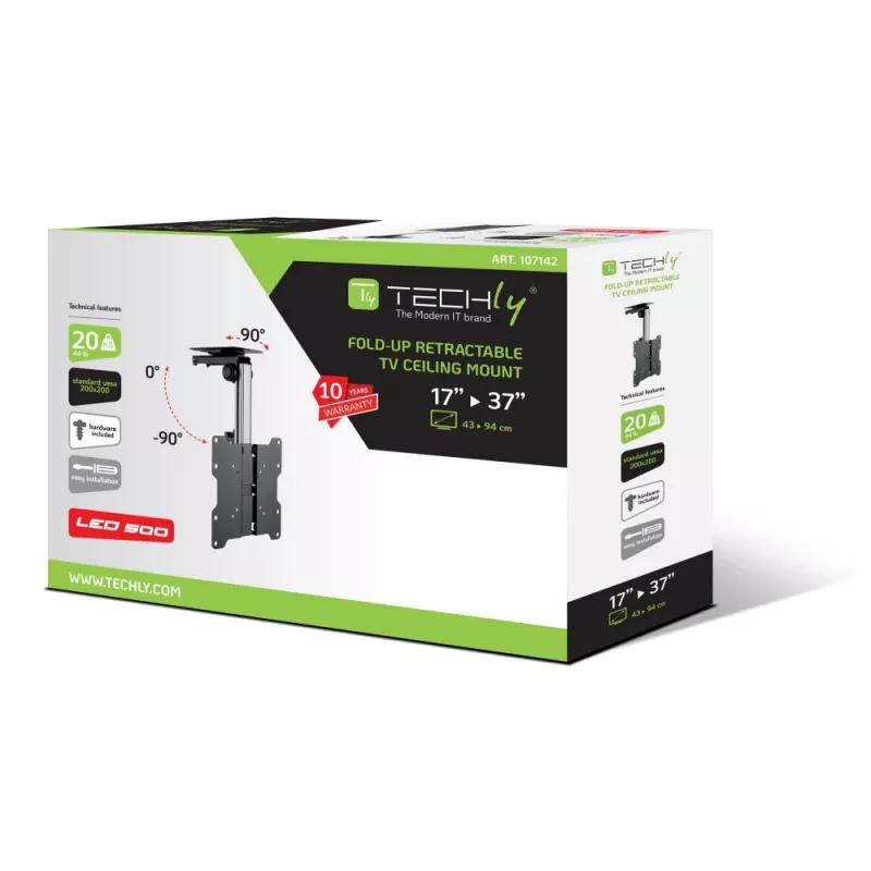 Soporte de techo plegable retráctil Techly para TV LED/LCD de 17