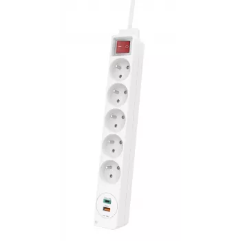 Hama 44133758 alargador de corriente 1,4 m 5 tomas AC interior blanco
