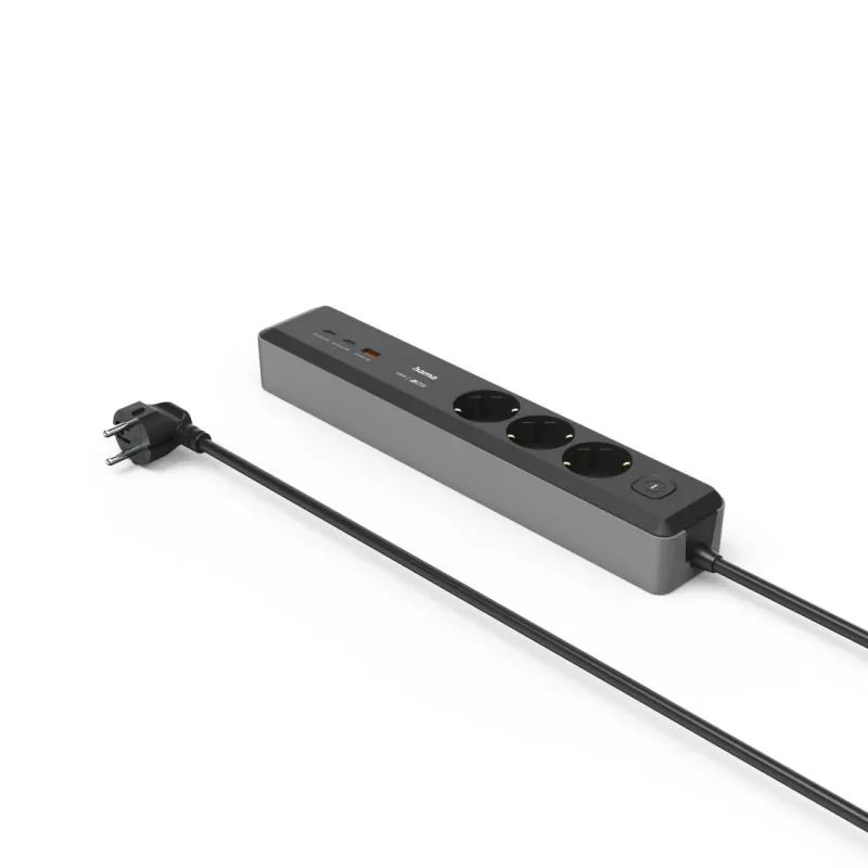 Hama 00223192 alargador 1,4 m 3 tomas AC interior negro, gris