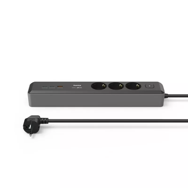 Hama 00223192 alargador 1,4 m 3 tomas AC interior negro, gris