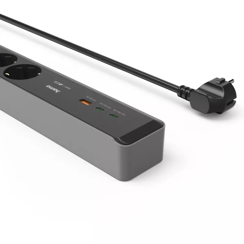 Hama 00223192 alargador 1,4 m 3 tomas AC interior negro, gris