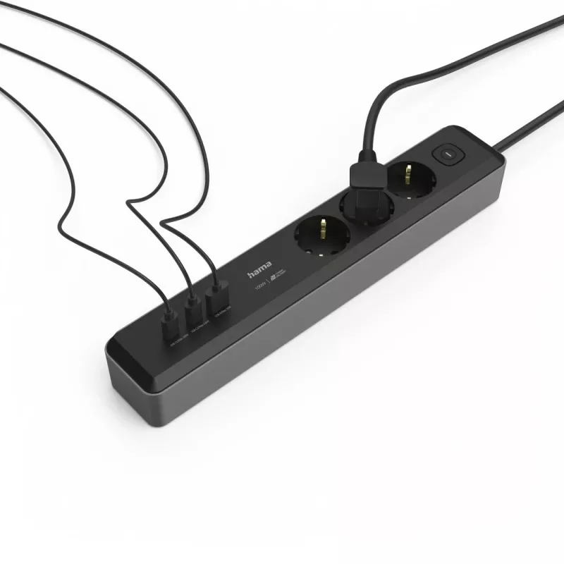 Hama 00223192 alargador 1,4 m 3 tomas AC interior negro, gris
