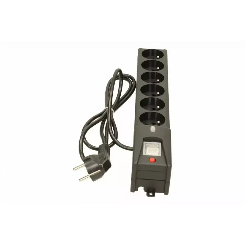 Lestar LX 610 G-A regleta protectora contra sobretensiones, 6 tomas, cable de 1,5 m, 155 J, 230 V, 10 A, con interruptor, negra