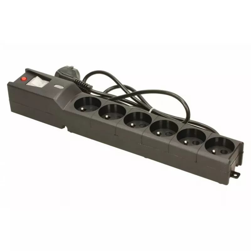 Lestar LX 610 G-A regleta protectora contra sobretensiones, 6 tomas, cable de 1,5 m, 155 J, 230 V, 10 A, con interruptor, negra