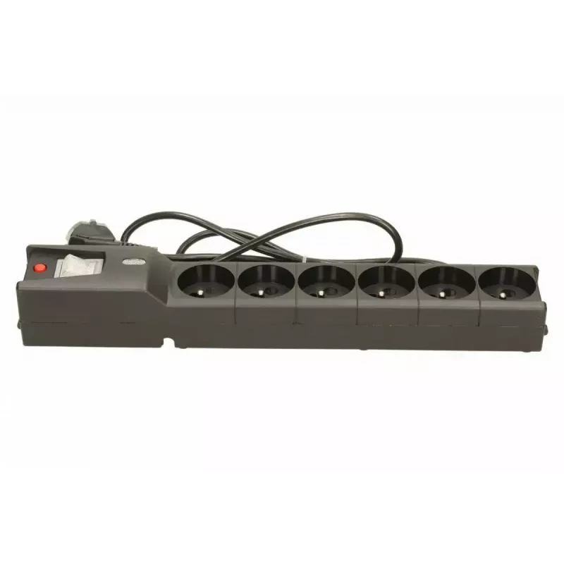Lestar LX 610 G-A regleta protectora contra sobretensiones, 6 tomas, cable de 1,5 m, 155 J, 230 V, 10 A, con interruptor, negra