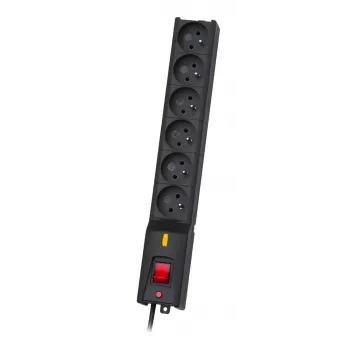 Protector de sobretensión lestar LX 610 G-A – 6 salidas AC, IEC 320, cable 1,5 m, 155 J, 230 V, negro