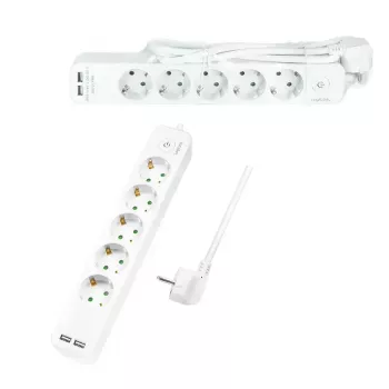 Alargador de corriente LogiLink LPS249U 1,5 m 5 tomas AC interior blanco