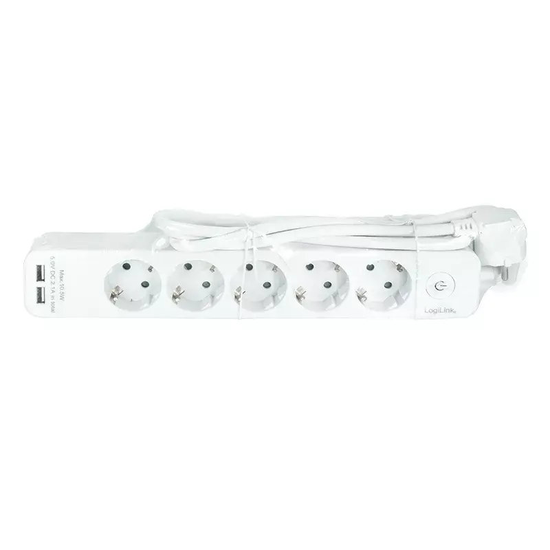 Alargador de corriente LogiLink LPS249U 1,5 m 5 tomas AC interior blanco