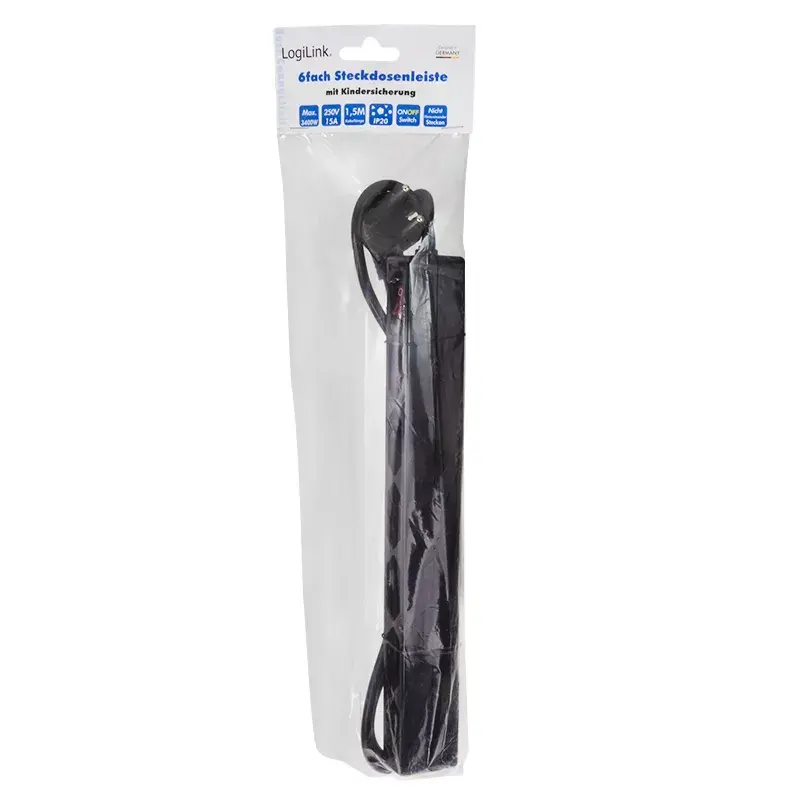 Alargador de corriente LogiLink LPS232B 1.5m 6 tomas AC interior negro