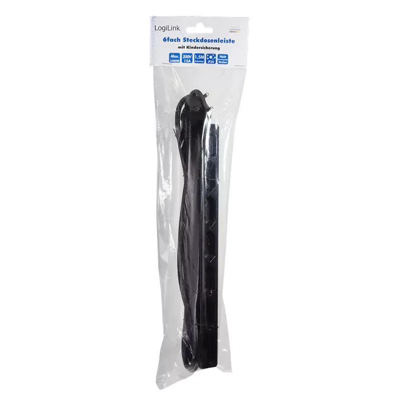 Alargador de corriente LogiLink LPS231B 1.5m 6 tomas AC interior negro