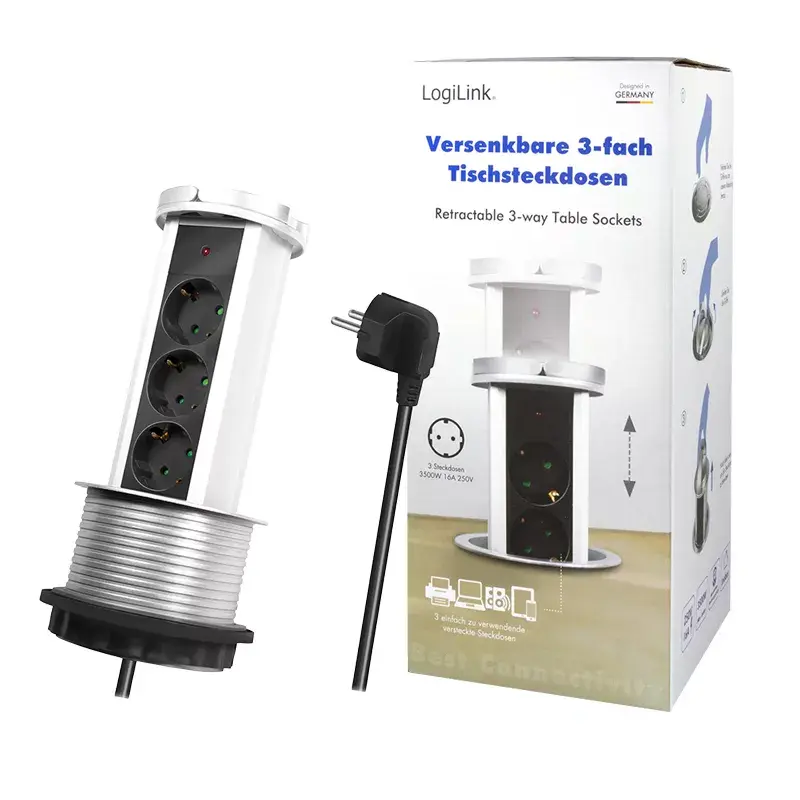 Alargador de corriente LogiLink LPS235A 1,8 m 3 tomas AC uso interior negro plata