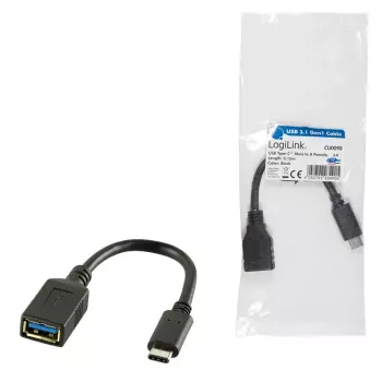 Cable USB LogiLink USB C - USB A 0,15m CU0098 negro