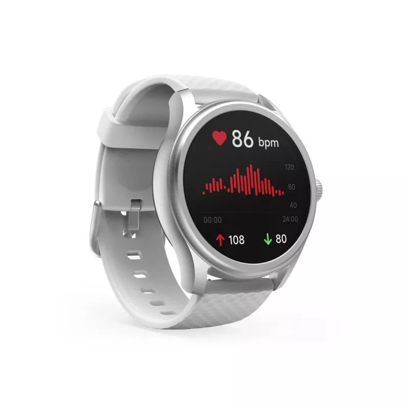 Smartwatch Hama Fit Watch 5010, LCD de 1,38 pulgadas (3,51 cm), 46 mm, frecuencia cardíaca, SpO2, IP68, Bluetooth, plateado