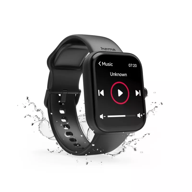 Smartwatch Hama Fit Watch 5000, TFT de 1,65 pulgadas (4,19 cm), 47 mm, función de teléfono, frecuencia cardíaca, IP68, Bluetooth, negro