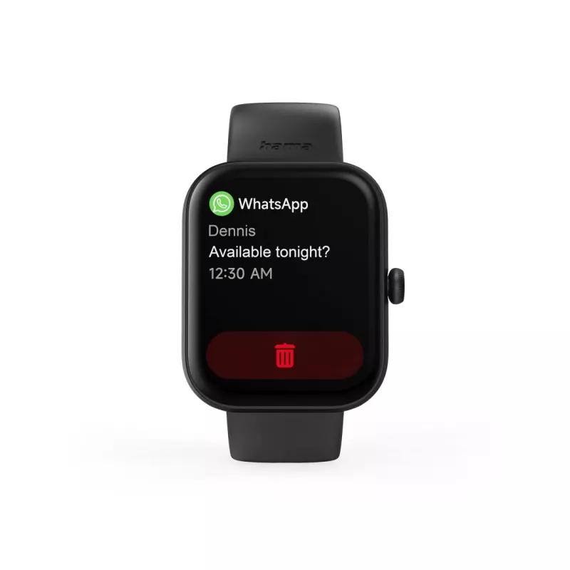 Smartwatch Hama Fit Watch 5000, TFT de 1,65 pulgadas (4,19 cm), 47 mm, función de teléfono, frecuencia cardíaca, IP68, Bluetooth, negro
